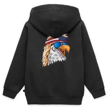 Amerikanischer Weißkopfseeadler Patriot USA - Kinder Premium Organic Zip Hoodie - Schwarz - Hinten - AI Model Kid Male (0cm)