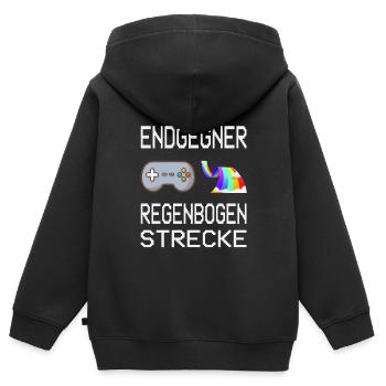 Endgegner Regenbogenstrecke Mario Kart Gaming - Kinder Premium Organic Zip Hoodie - Schwarz - Hinten - AI Model Kid Male (0cm)