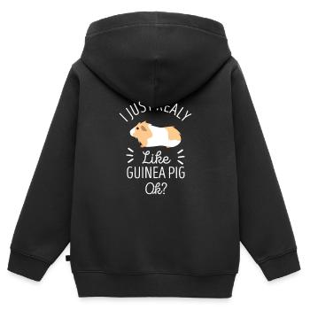 Cochon d'Inde - Sweat Premium à capuche zippé enfant bio - noir - Dos - AI Model Kid Male (0cm)