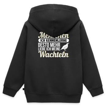 Wachtel - Kinder Premium Organic Zip Hoodie - Schwarz - Hinten - AI Model Kid Male (0cm)