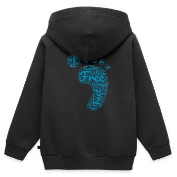 Barfuß Fußabdruck - Kinder Premium Organic Zip Hoodie - Schwarz - Hinten - AI Model Kid Male (0cm)