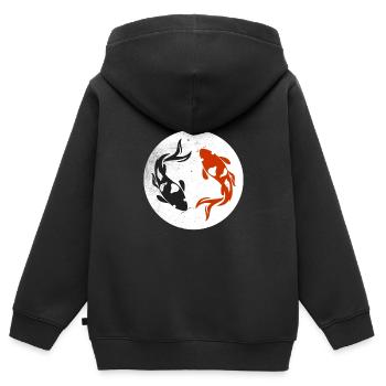 Japan - Kinder Premium Organic Zip Hoodie - Schwarz - Hinten - AI Model Kid Male (0cm)
