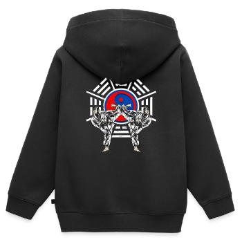 Taekwondo Kampfsport - Kinder Premium Organic Zip Hoodie - Schwarz - Hinten - AI Model Kid Male (0cm)