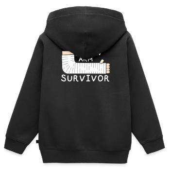 Fracture du bras survivant fracture du bras os cassé - Sweat Premium à capuche zippé enfant bio - noir - Dos - AI Model Kid Male (0cm)