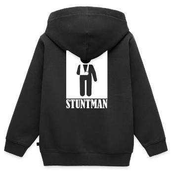 Fracture du bras de cascadeur os cassé - Sweat Premium à capuche zippé enfant bio - noir - Dos - AI Model Kid Male (0cm)