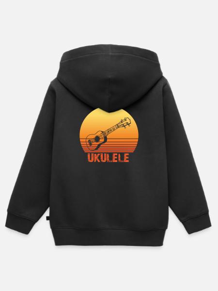 Ukulele Sonnensilhouette Silhouette - Kinder Premium Organic Zip Hoodie - Schwarz
