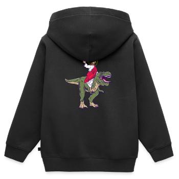 Jesus rides dinosaur Jesus parody - Kids Premium Organic Zip-up Hoodie - black - Back - AI Model Kid Male (0cm)