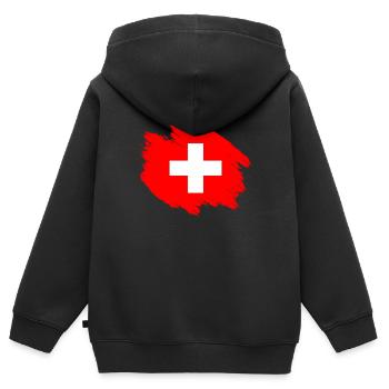 Idée cadeau T-shirt Suisse - Sweat Premium à capuche zippé enfant bio - noir - Dos - AI Model Kid Male (0cm)