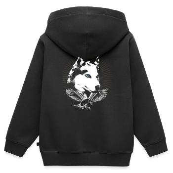 Husky - Kinder Premium Organic Zip Hoodie - Schwarz - Hinten - AI Model Kid Male (0cm)