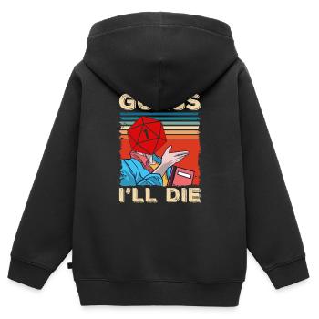 Idée cadeau rpg player - Sweat Premium à capuche zippé enfant bio - noir - Dos - AI Model Kid Male (0cm)