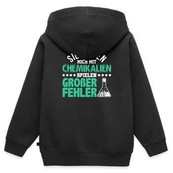 Chemiker - Kinder Premium Organic Zip Hoodie - Schwarz - Hinten - AI Model Kid Male (0cm)
