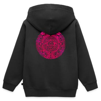 Calendrier Aztèque Maya Aztèque Mexique - Sweat Premium à capuche zippé enfant bio - noir - Dos - AI Model Kid Male (0cm)