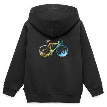 Conception de vélo de gravier - Sweat Premium à capuche zippé enfant bio - noir - Dos - AI Model Kid Male (0cm)