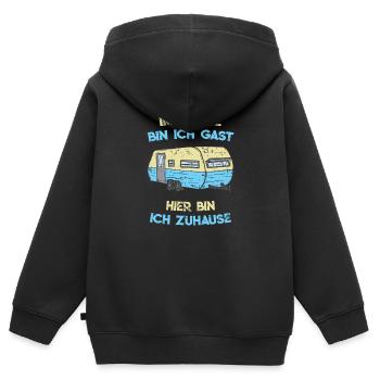 Im Hotel Bin Ich Gast Camping Wohnwagen - Kinder Premium Organic Zip Hoodie - Schwarz - Hinten - AI Model Kid Male (0cm)