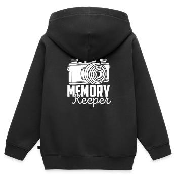 Foto Fotograf Lustig Geschenk - Kinder Premium Organic Zip Hoodie - Schwarz - Hinten - AI Model Kid Male (0cm)