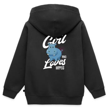 Nilpferd - Kinder Premium Organic Zip Hoodie - Schwarz - Hinten - AI Model Kid Male (0cm)