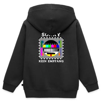 Sorry kein Empfang Sarkasmus Arbeit Beruf - Kinder Premium Organic Zip Hoodie - Schwarz - Hinten - AI Model Kid Male (0cm)