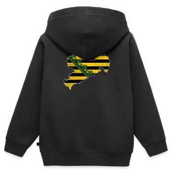 Motif logo carte de Saxe - Sweat Premium à capuche zippé enfant bio - noir - Dos - AI Model Kid Male (0cm)