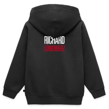 Richard Löwenherz - Kinder Premium Organic Zip Hoodie - Schwarz - Hinten - AI Model Kid Male (0cm)