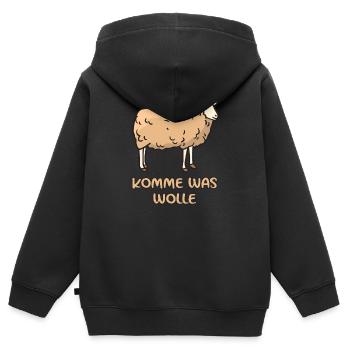 Komme Was Wolle Schaf Wortwitz - Kinder Premium Organic Zip Hoodie - Schwarz - Hinten - AI Model Kid Male (0cm)