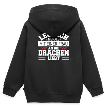 Chinesischer Drache - Kinder Premium Organic Zip Hoodie - Schwarz - Hinten - AI Model Kid Male (0cm)