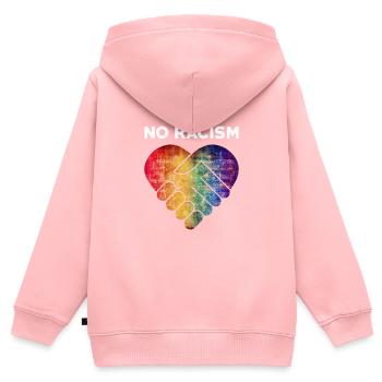 No Racism Love Herz Anti Rassismus Geschenk - Kinder Premium Organic Zip Hoodie - Rosa - Hinten - AI Model Kid Female (0cm)