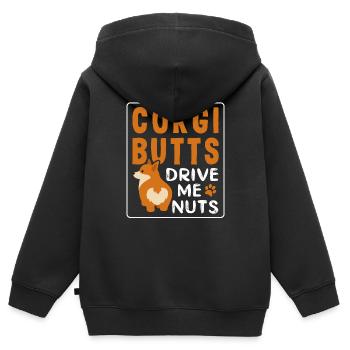 Corgi Hintern Geschenk - Kinder Premium Organic Zip Hoodie - Schwarz - Hinten - AI Model Kid Male (0cm)