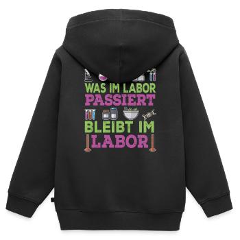 Biologie - Was Im Labor Passiert Bleibt Im Labor - Kinder Premium Organic Zip Hoodie - Schwarz - Hinten - AI Model Kid Male (0cm)