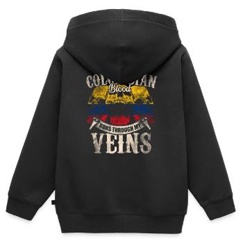 Kolumbien - Kinder Premium Organic Zip Hoodie - Schwarz - Hinten - AI Model Kid Male (0cm)