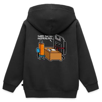 Entretien d'embauche avec clé USB - Sweat Premium à capuche zippé enfant bio - noir - Dos - AI Model Kid Male (0cm)