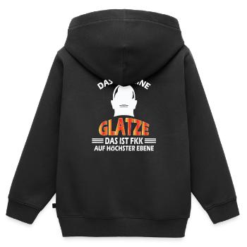 Glatze FKK - Kinder Premium Organic Zip Hoodie - Schwarz - Hinten - AI Model Kid Male (0cm)