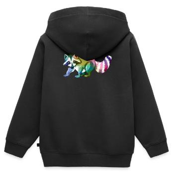 Waschbär Niedliches Tier - Kinder Premium Organic Zip Hoodie - Schwarz - Hinten - AI Model Kid Male (0cm)