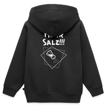Plus de sel - Sweat Premium à capuche zippé enfant bio - noir - Dos - AI Model Kid Male (0cm)