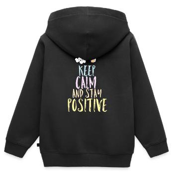 Dire positif - Sweat Premium à capuche zippé enfant bio - noir - Dos - AI Model Kid Male (0cm)
