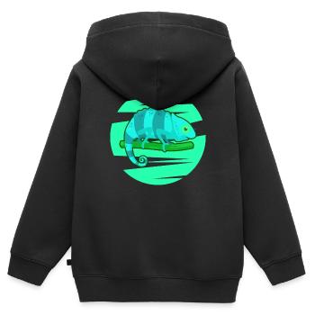 Chameleon Gecko Exotic - Kids Premium Organic Zip-up Hoodie - black - Back - AI Model Kid Male (0cm)