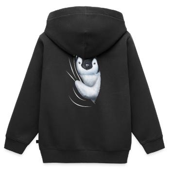 Pinguin Pinguine Pinguinliebhaber Geschenk - Kinder Premium Organic Zip Hoodie - Schwarz - Hinten - AI Model Kid Male (0cm)