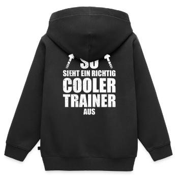 Trainer, trainerin, mannschaft, erste mannschaft, - Kinder Premium Organic Zip Hoodie - Schwarz - Hinten - AI Model Kid Male (0cm)