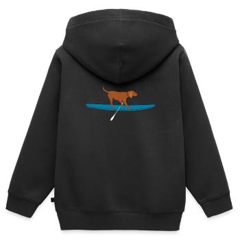 SUP DOG Stand Up Paddling Hund auf Supboard - Kinder Premium Organic Zip Hoodie - Schwarz - Hinten - AI Model Kid Male (0cm)