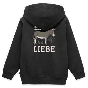 Esel Pferd Landei - Kinder Premium Organic Zip Hoodie - Schwarz - Hinten - AI Model Kid Male (0cm)