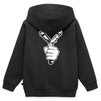 Cadeau de t-shirt Slingshot Slingshot - Sweat Premium à capuche zippé enfant bio - noir - Dos - AI Model Kid Male (0cm)