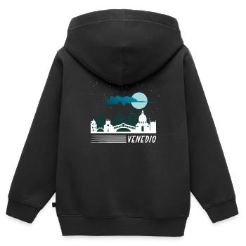 Venise - Sweat Premium à capuche zippé enfant bio - noir - Dos - AI Model Kid Male (0cm)
