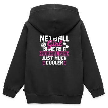 Netball girl - Kids Premium Organic Zip-up Hoodie - black - Back - AI Model Kid Male (0cm)