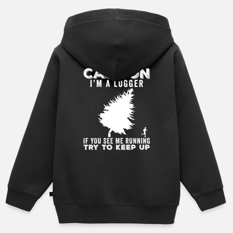 Idée cadeau drôle de bûcheron - Sweat Premium à capuche zippé enfant bio - noir