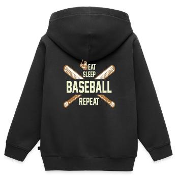 Baseball - Kinder Premium Organic Zip Hoodie - Schwarz - Hinten - AI Model Kid Male (0cm)