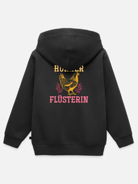 Huhn - Kinder Premium Organic Zip Hoodie - Schwarz