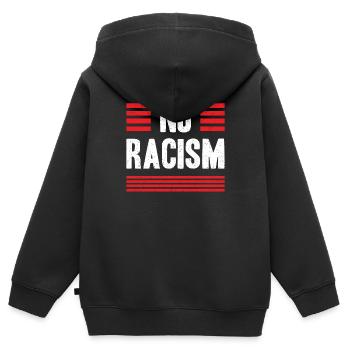 Pas de racisme - Sweat Premium à capuche zippé enfant bio - noir - Dos - AI Model Kid Male (0cm)