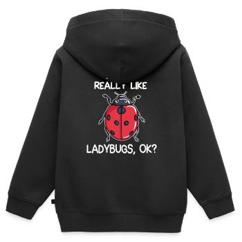 I Just Really Like Ladybugs - Kids Premium Organic Zip-up Hoodie - black - Back - AI Model Kid Male (0cm)