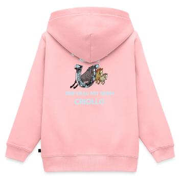 Frau Mit Criollo Pferd Reiten Ausritt - Kinder Premium Organic Zip Hoodie - Rosa - Hinten - AI Model Kid Female (0cm)