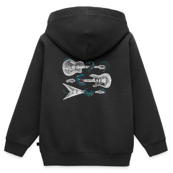 Rock n roll musique rock rock and roll guitariste - Sweat Premium à capuche zippé enfant bio - noir - Dos - AI Model Kid Male (0cm)
