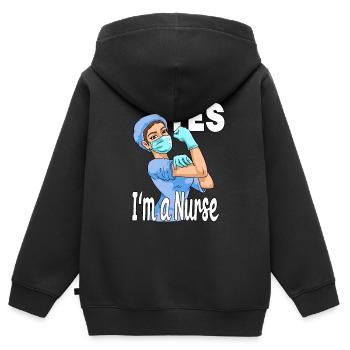 Lustige Pflegekraft Gesundheitswesen Krankenschwes - Kinder Premium Organic Zip Hoodie - Schwarz - Hinten - AI Model Kid Male (0cm)